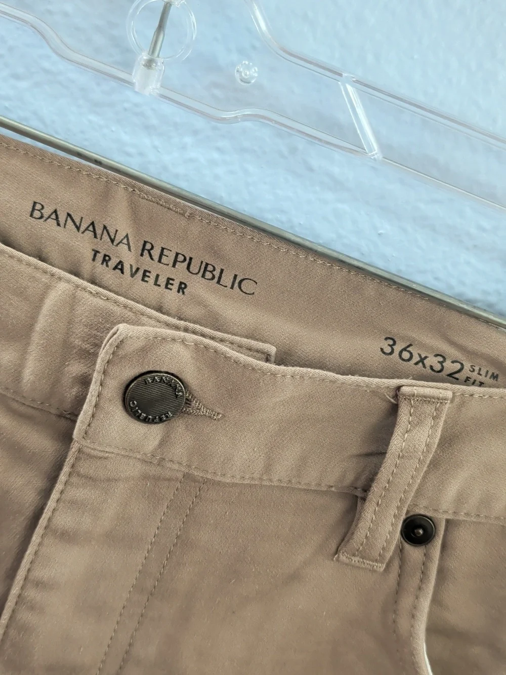 Banana Republic Traveler Slim Fit Pants in Tan